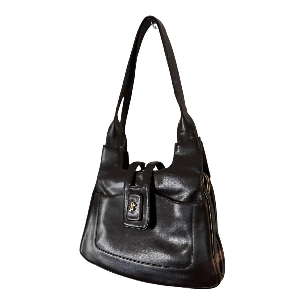 Vintage Lou Taylor Classic Gray Italian Leather Shoulder Bag - Picture 3 of 13